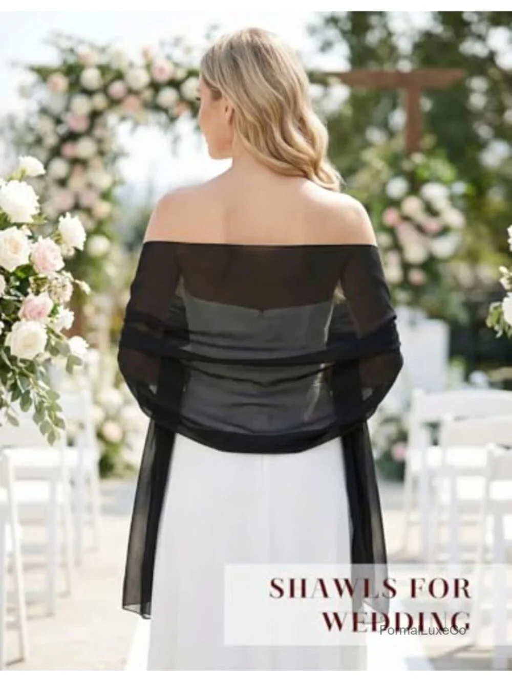 Elegant Sheer Chiffon Shawl Wrap for Evening Dress